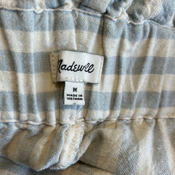 MADEWELL Tie Waist Huston Pull On Crop Pants Wide Leg Stripe Blue White Sz M - Picture 12 of 14